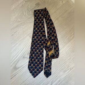 Salvatore Ferragamo Navy and Gold Geometric Tie